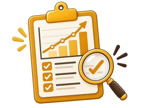 Progress checklist and magnifying glass representing IEP accountability